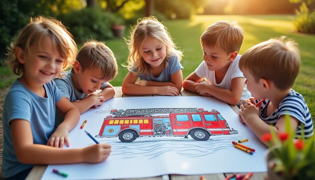 Coloriage du camion de pompier : activité ludique et éducative